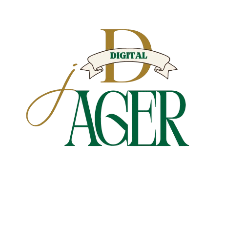 A branding-style logo with the name JagerDigi, showcasing the professional identity of a digital marketing freelancer in Chennai